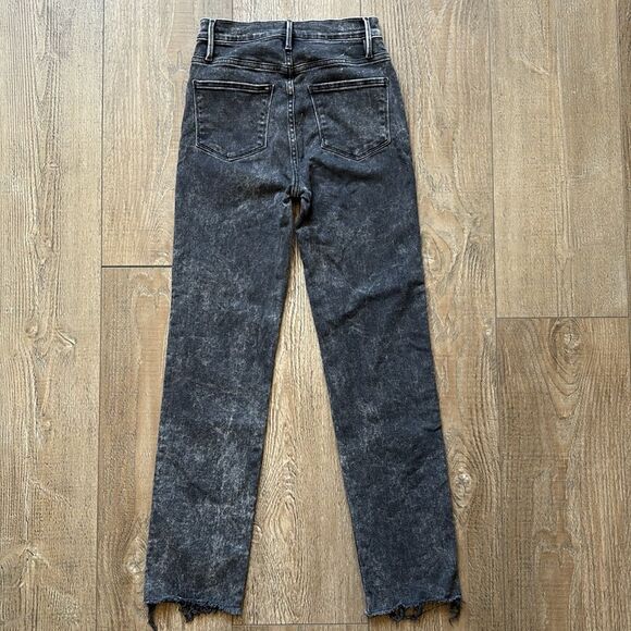 Frame Denim Le Sylvie Slender Straight Leg High Rise Jeans in Acid Washed Black - Picture 3 of 7